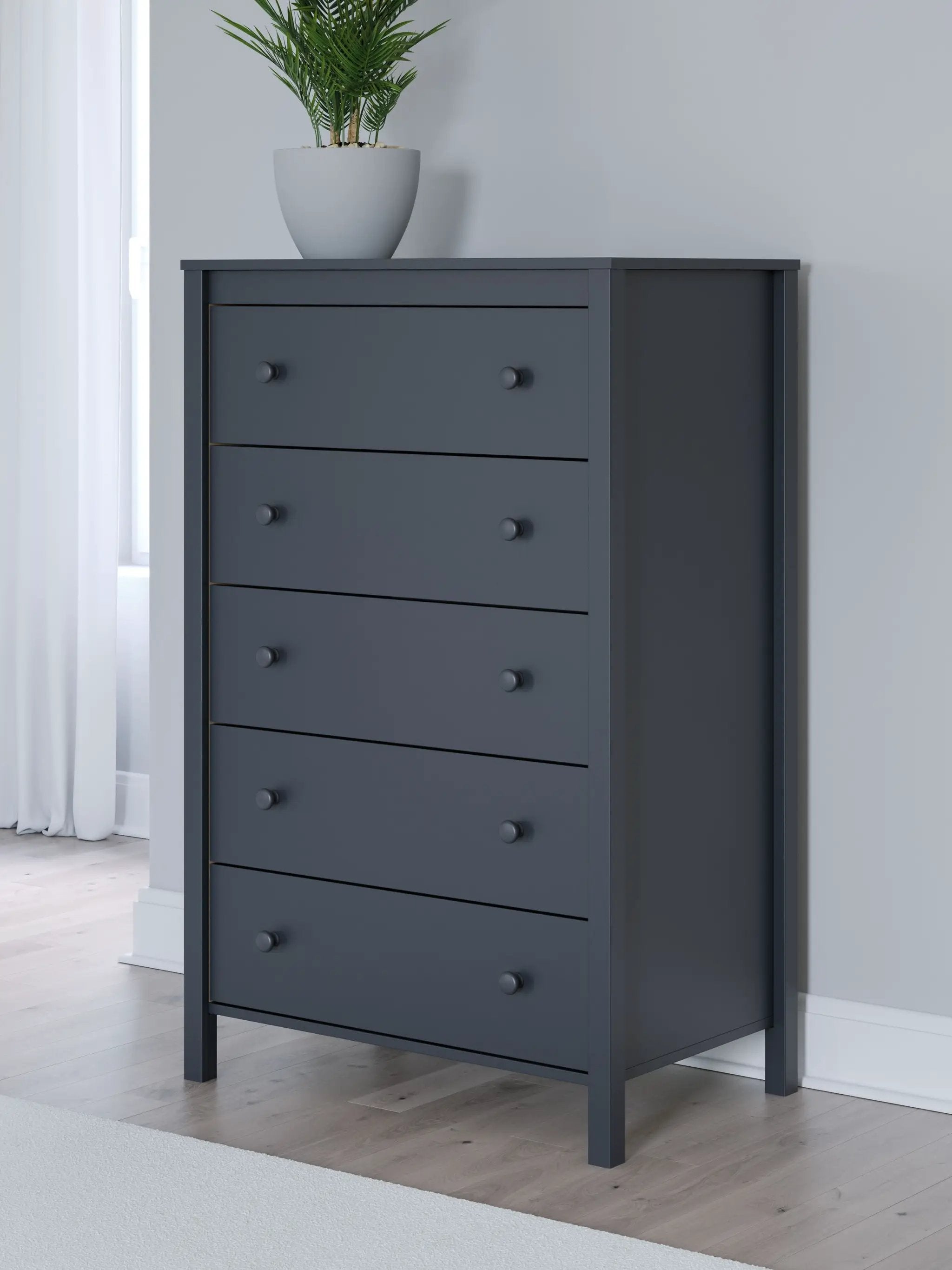 Simmenfort - Five Drawer Chest - Navy Blue by Unique Piece Furniture