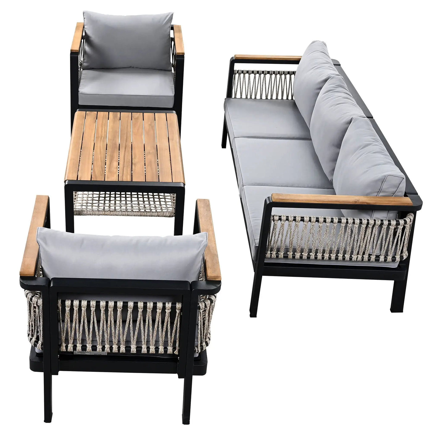 4 Pieces Outdoor Sectional Sofa Set 5 Person Patio Seating Group Outdoor Conversation Set With Cushions And A Coffee Table For Patios by HouseOfZazla