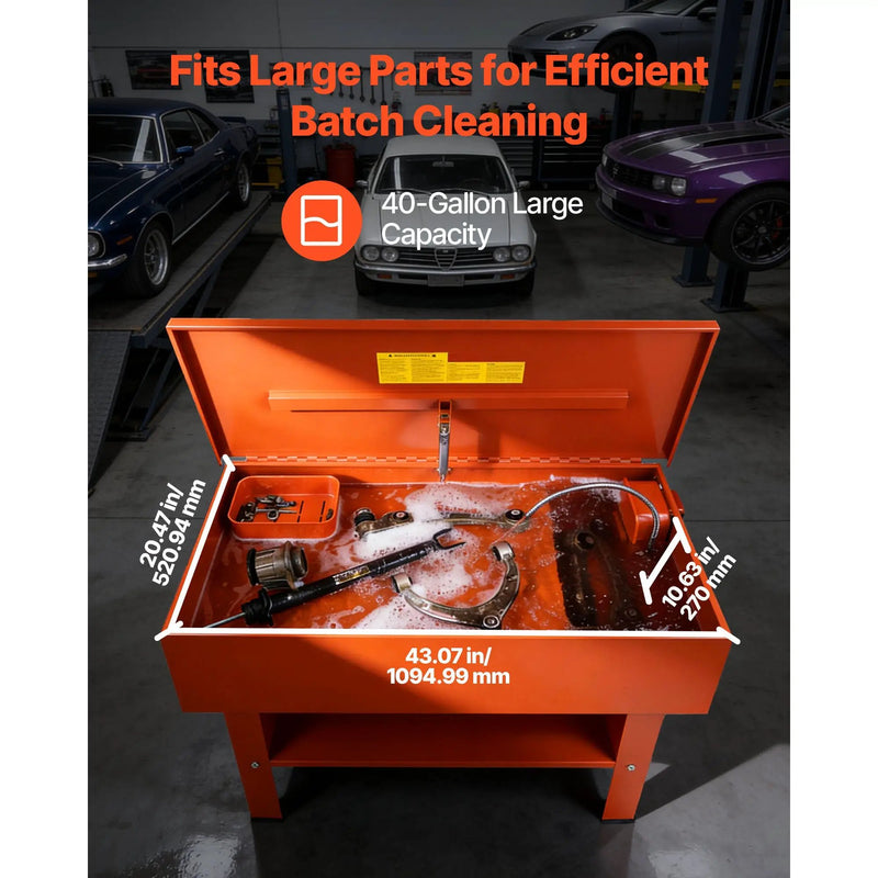 Parts Washer 40-Gallon with Electric Pump for Automotive Cleaning by HouseOfZazla