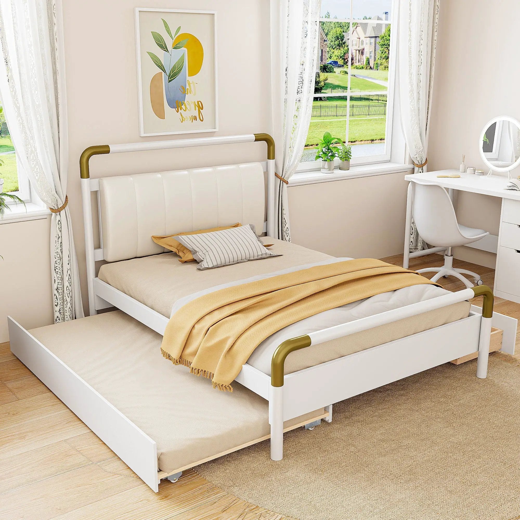 Storage Platform Bed, With 2 Big Drawers, Trundle by Unique Piece Furniture