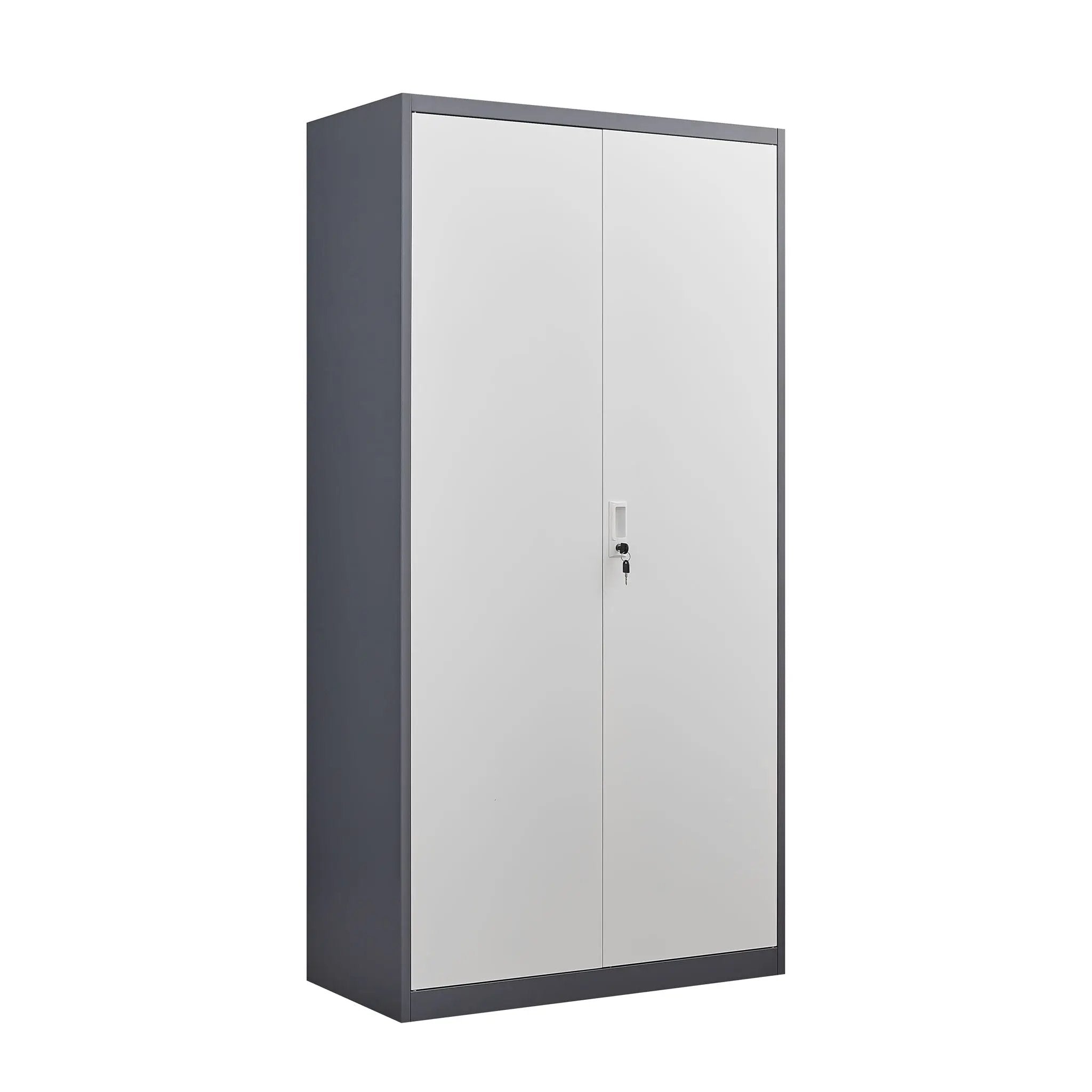 Wardrobe With Hanging Rod And Compartments, Lockable Closet With Locks & Keys For Bedroom - Gray by Unique Piece Furniture