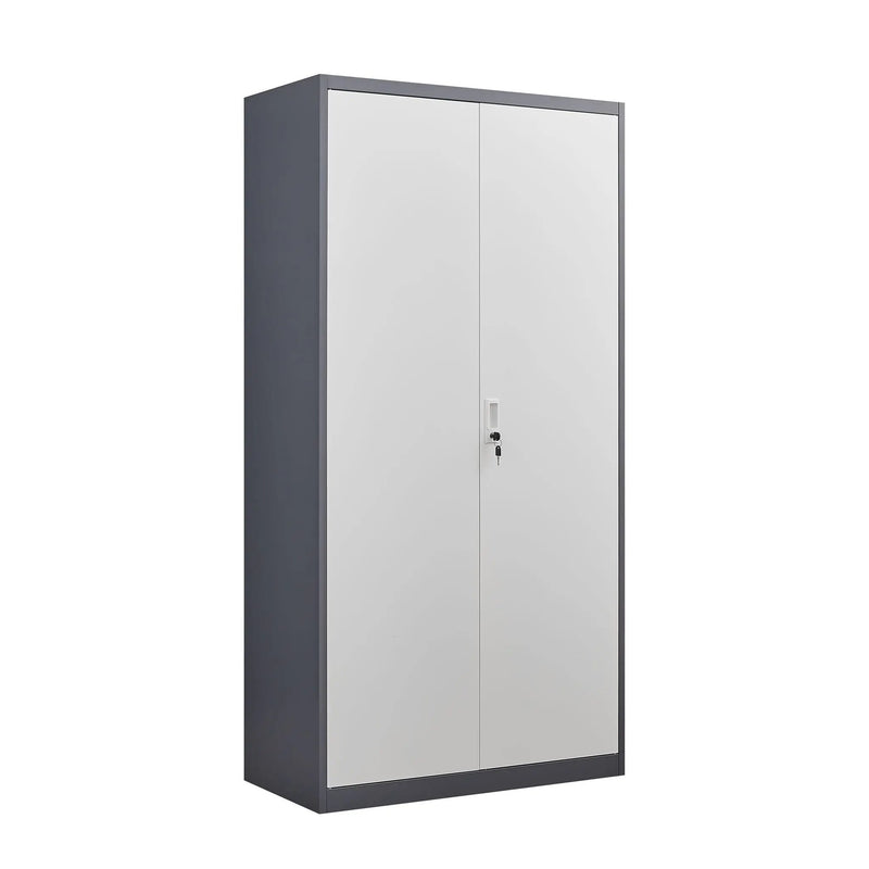 Wardrobe With Hanging Rod And Compartments, Lockable Closet With Locks & Keys For Bedroom - Gray by Unique Piece Furniture