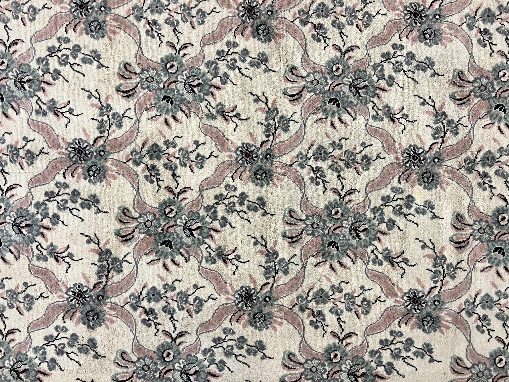 Belgium Power Loomed Rug 8x11, Ivory and Green, Wool Carpet, Floral by Jewel Rugs