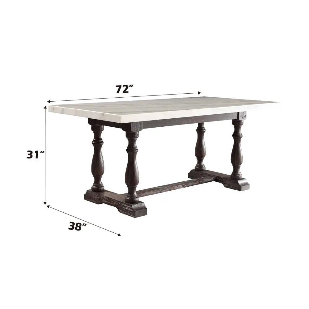 Gerardo - 31" Dining Table - White Marble Top & Weathered Espresso by Unique Piece Furniture
