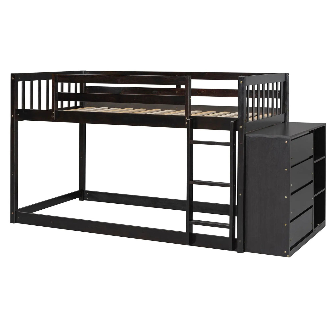 Bunk Bed With 4 Drawers And 3 Shelves by Unique Piece Furniture