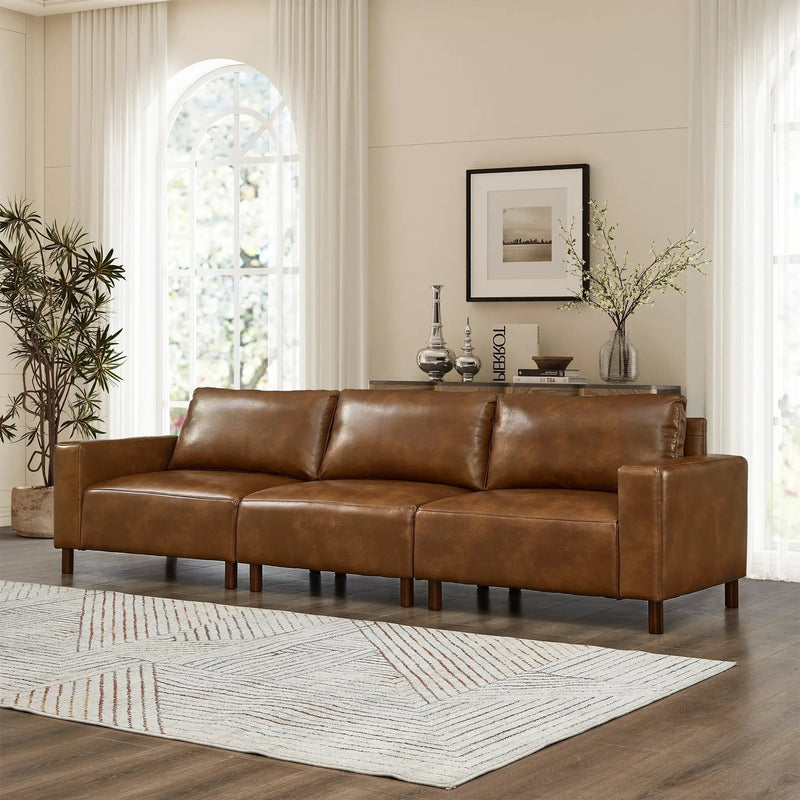 112" Luxury PU Leather Sofa for Living Room by HouseOfZazla