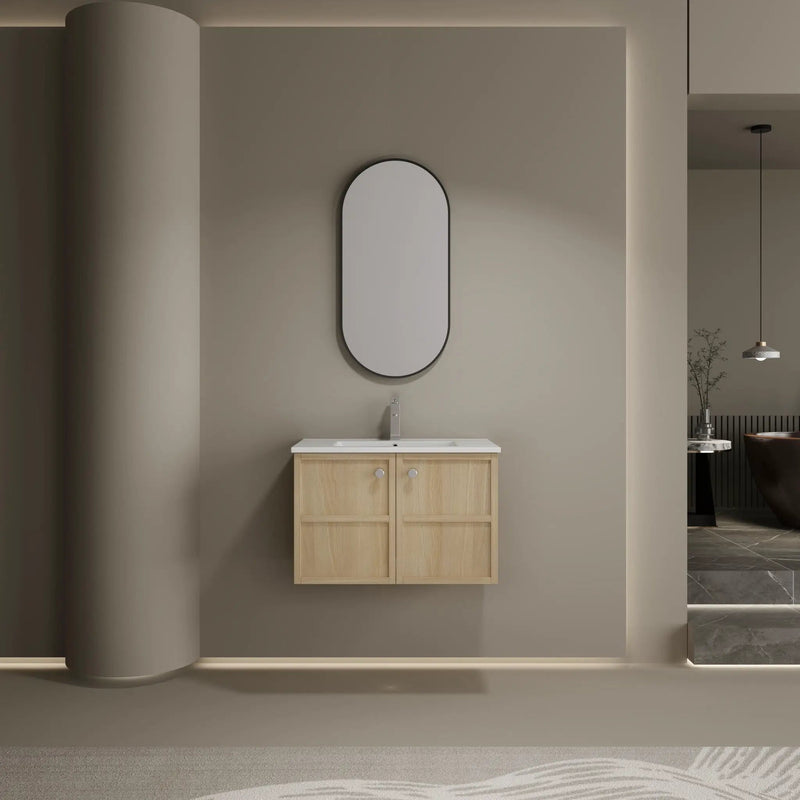 Wall Mounted Bathroom Vanity With Ceramic Sink And 2 Soft Closing Doors by Unique Piece Furniture