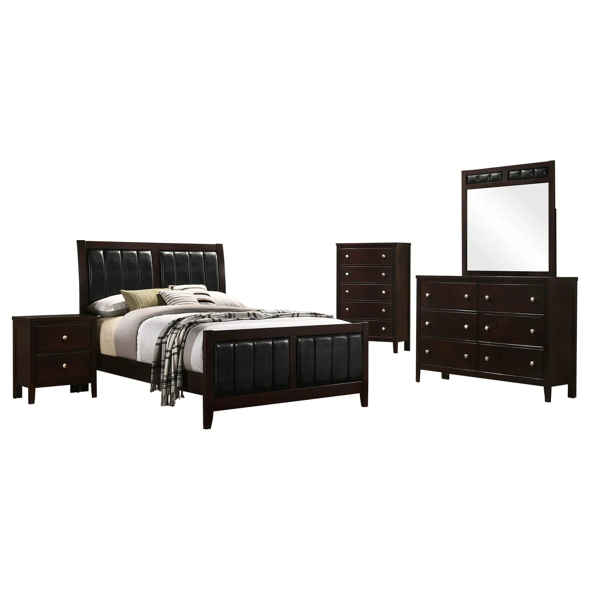 Carlton 5-piece Full Bedroom Set Cappuccino by Unique Piece Furniture