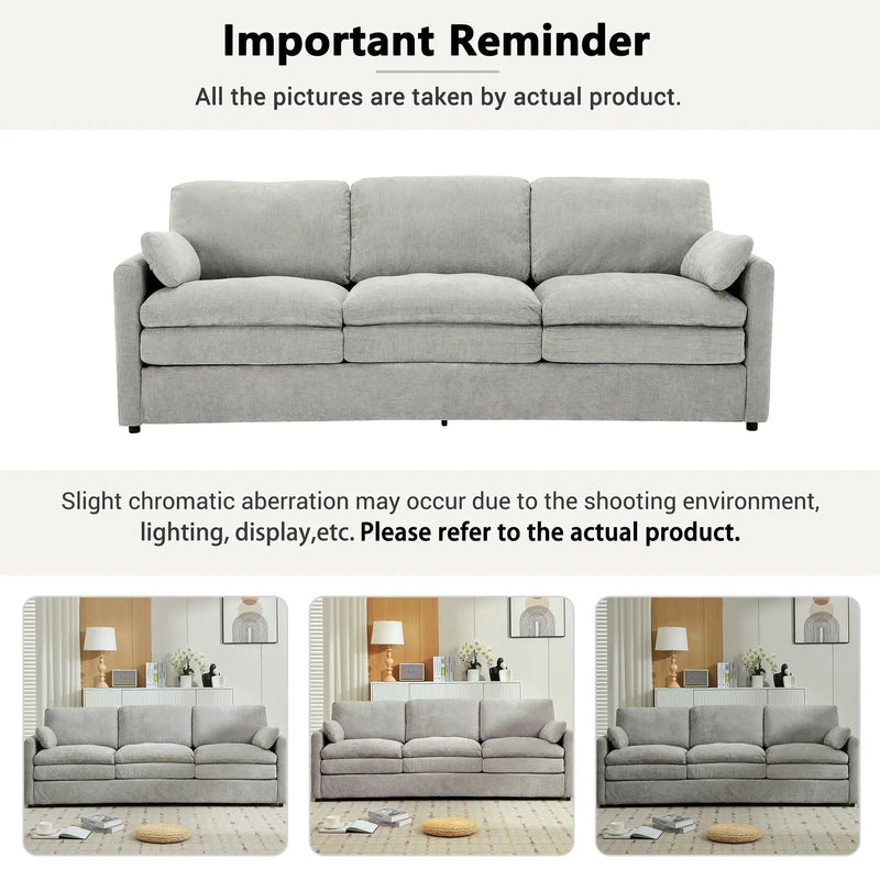 Cozy Upholstered 3 Seater Sofa With Double Cushion by Unique Piece Furniture