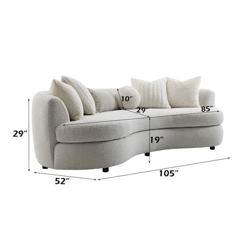 Iniko - Sofa With 6 Pillows - Beige Boucle by Unique Piece Furniture