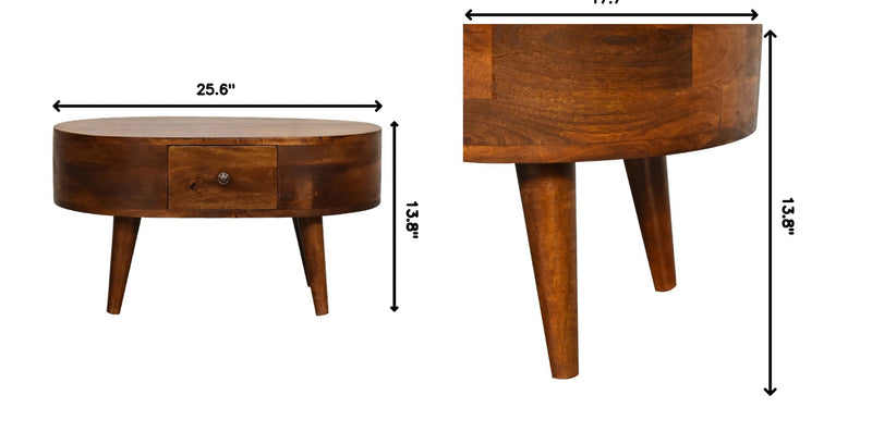 Mini Rounded Coffee Table - Chestnut by HouseOfZazla