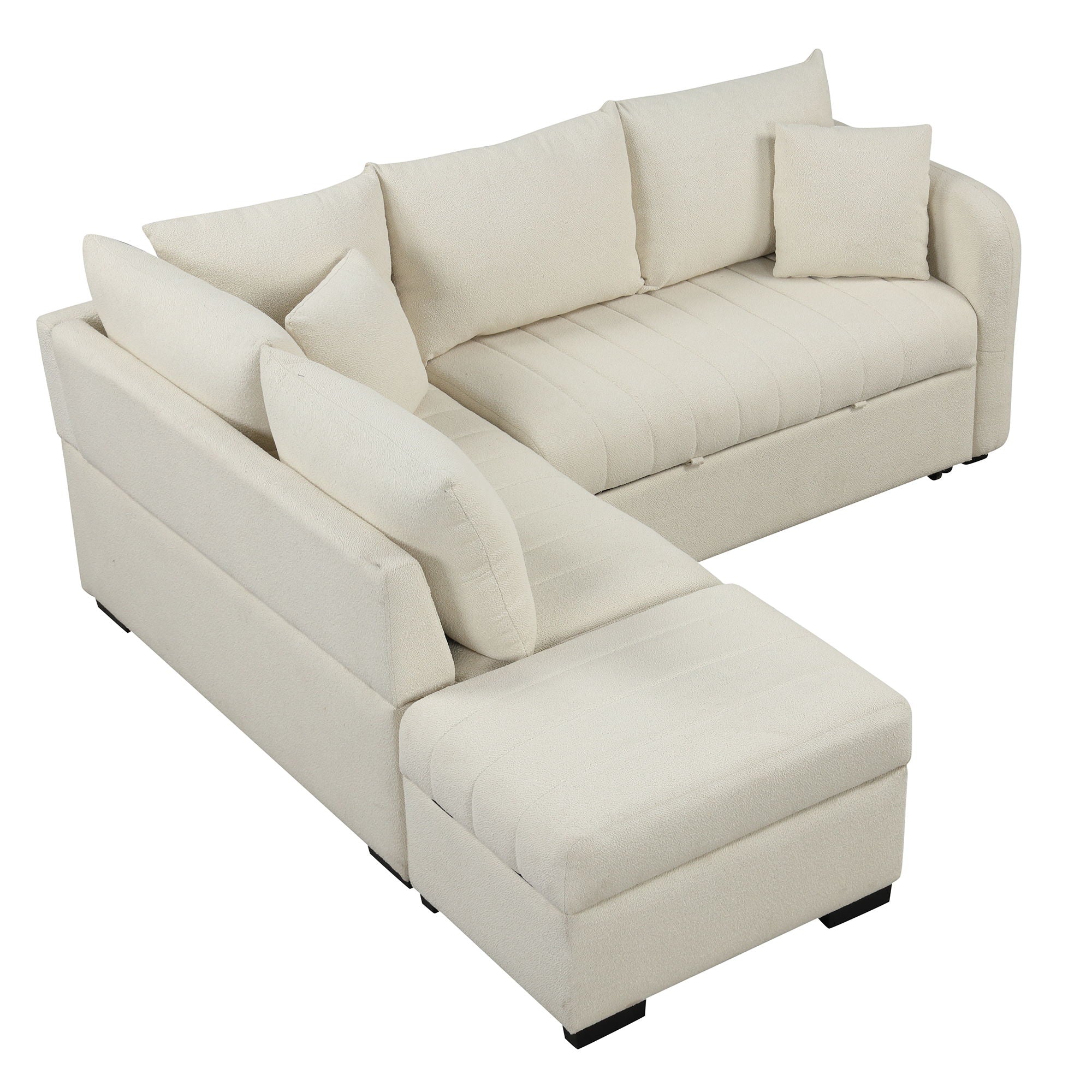 L-Shaped Sectional Pull Out Sofa Bed Sleeper Sofa With Two USB Ports, Two Power Sockets And A Movable Storage Ottoman by HouseOfZazla