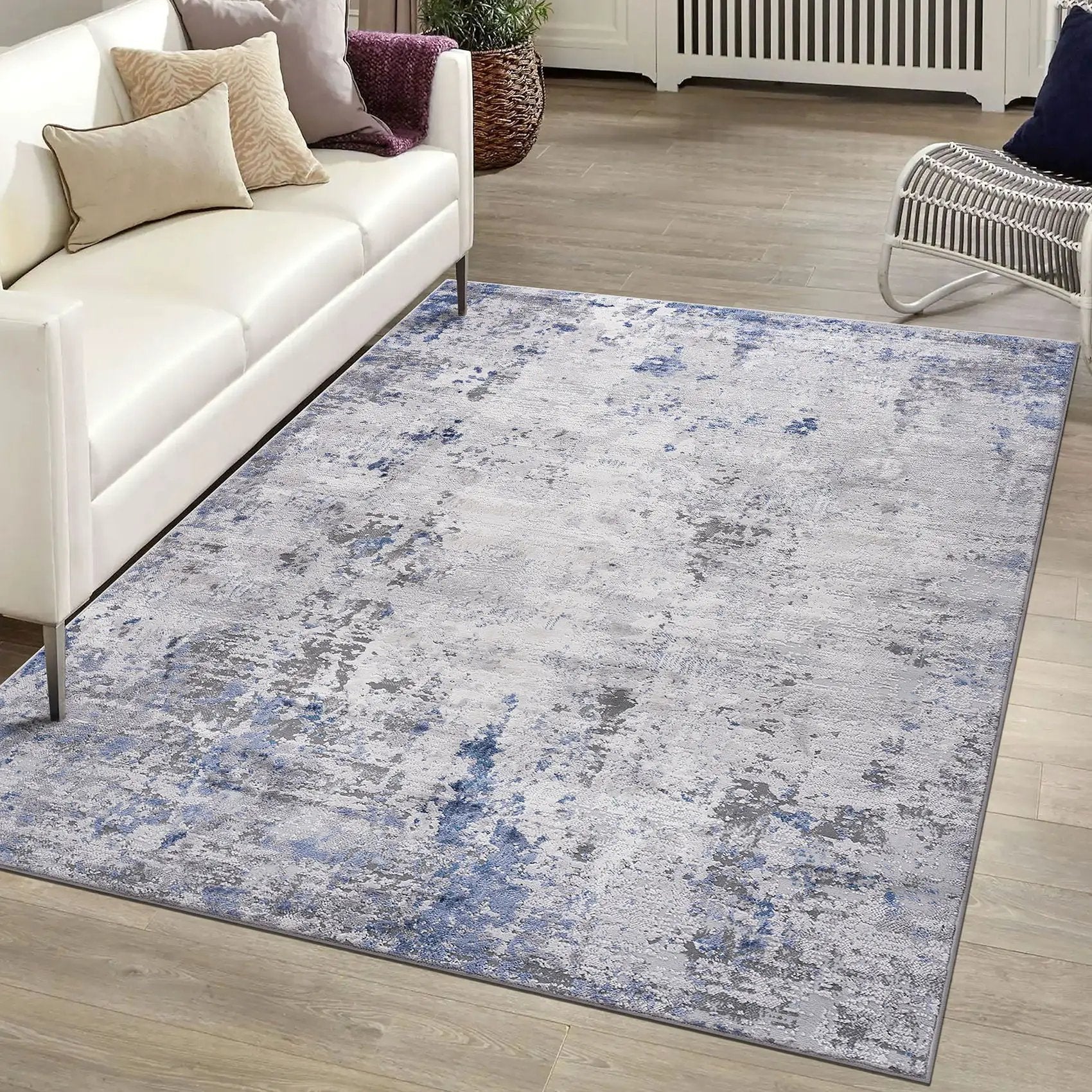 Marfi - 6' X 9' Abstract Area Rug - Silver / Blue by Unique Piece Furniture