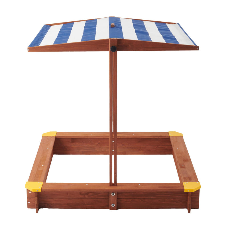 Kids Sandbox With Cover, Sand Box With Adjustable Canopy, Large Outdoor Cedar Sandpit For Backyard Play - Reddish Brown by HouseOfZazla