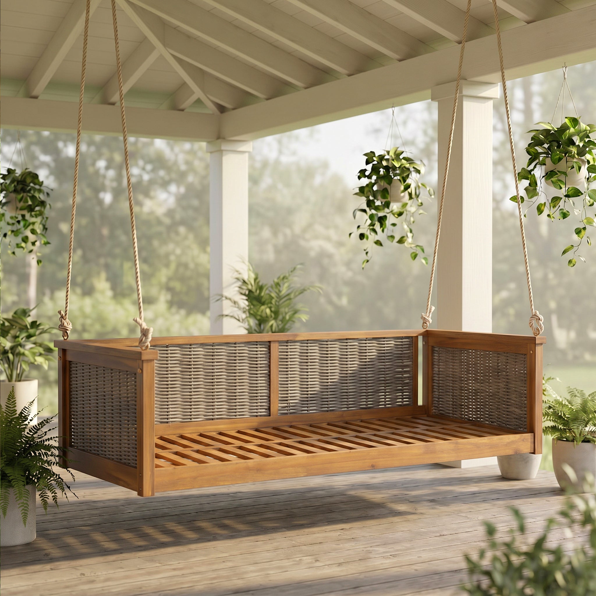 TOPMAX Outdoor Classic Solid Wood Twin Size Swing Bed by HouseOfZazla