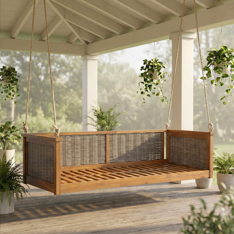 TOPMAX Outdoor Classic Solid Wood Twin Size Swing Bed by HouseOfZazla