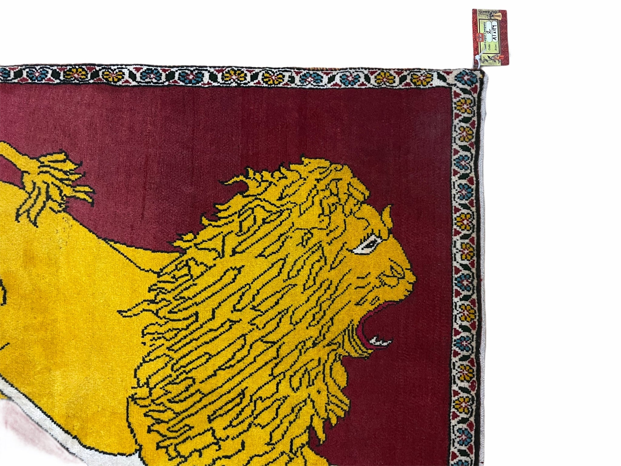 Persian Gabbeh Rug 3x4, Lion Pictorial, Red by Jewel Rugs