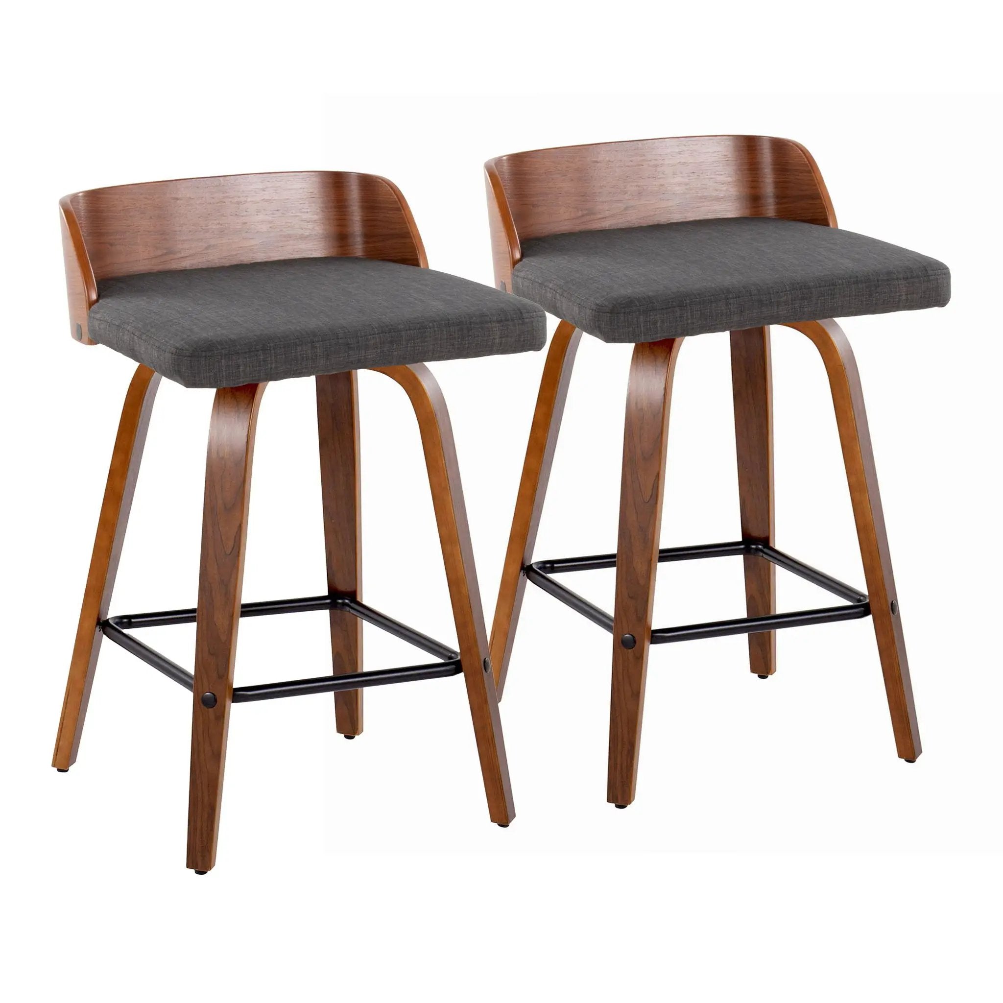 Maya - Mid Century Modern Fixed Height Counter Stool With Swivel And Square Footrest (Set of 2) by Unique Piece Furniture