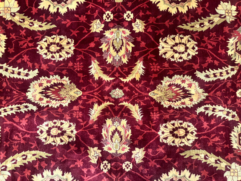 Indo Mahal Rug 9x12, Allover Pattern, Dark Red, Traditional Wool Area Rug by Jewel Rugs