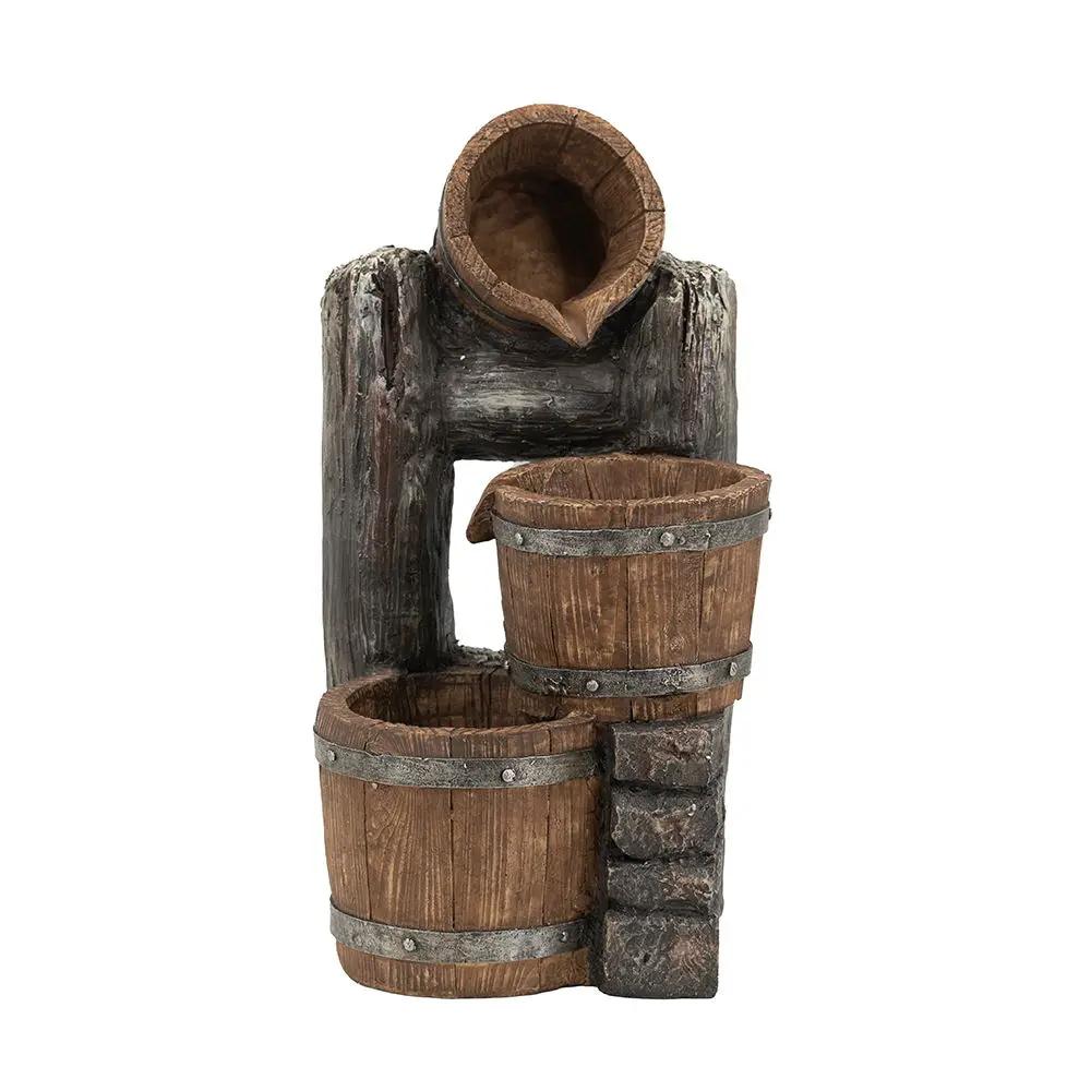 Decorative 3 Tier Bucket Fountain With Lights And Pump - Brown by HouseOfZazla