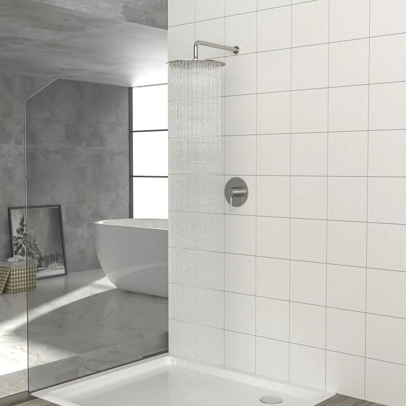Shower Faucet Set With 10" Rainfall Shower Head And Valve - Brushed Nickel by HouseOfZazla