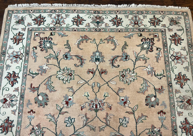 Indo Persian Rug 6x9, Handmade Vintage Wool Carpet, Floral Allover by Jewel Rugs