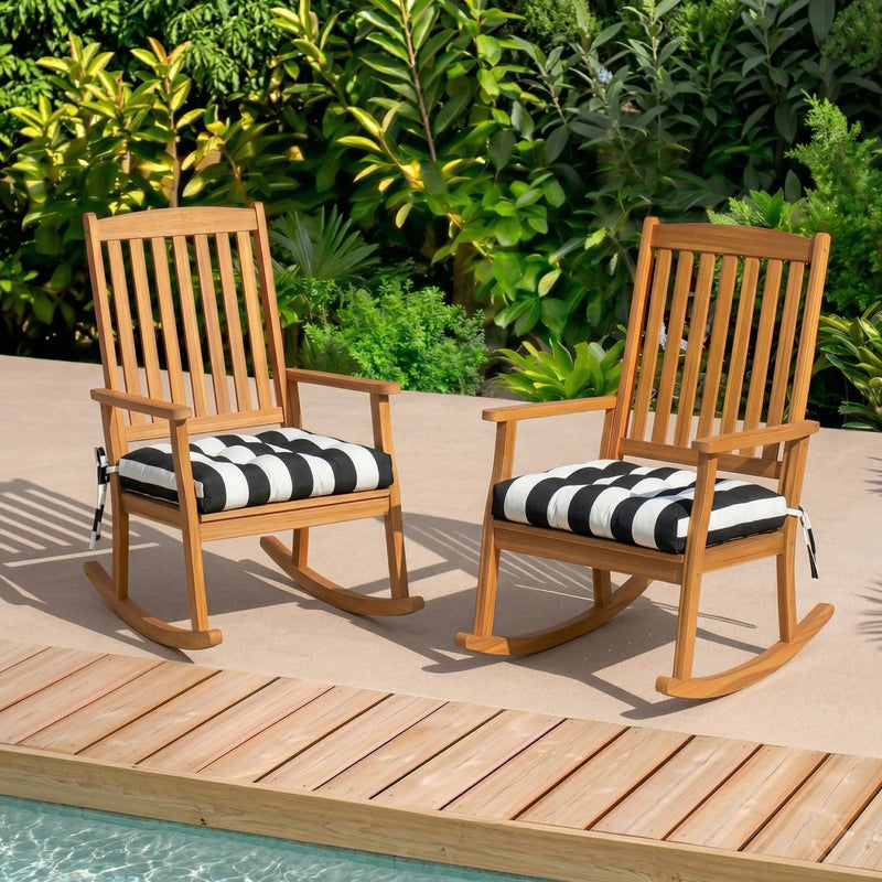 Outdoor Chair Cushions Set of 2 – Black and White Striped by HouseOfZazla
