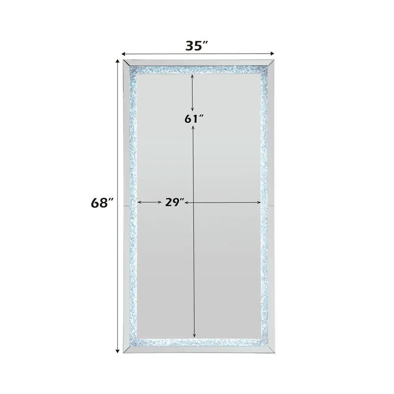 Noralie - Floor Mirror - Faux Diamonds & Mirrored by Unique Piece Furniture