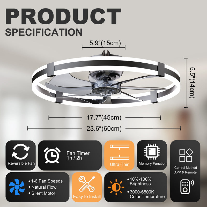 23.6'' LED Ceiling Fan Light with Remote and DC Motor by HouseOfZazla