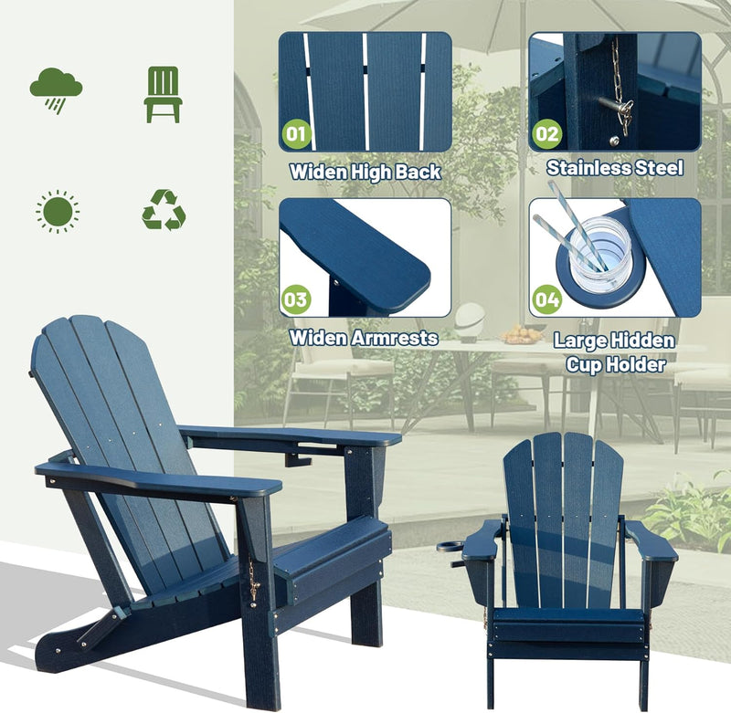 Adirondack Chairs Set of 2 - HDPE Plastic Outdoor Chairs by HouseOfZazla