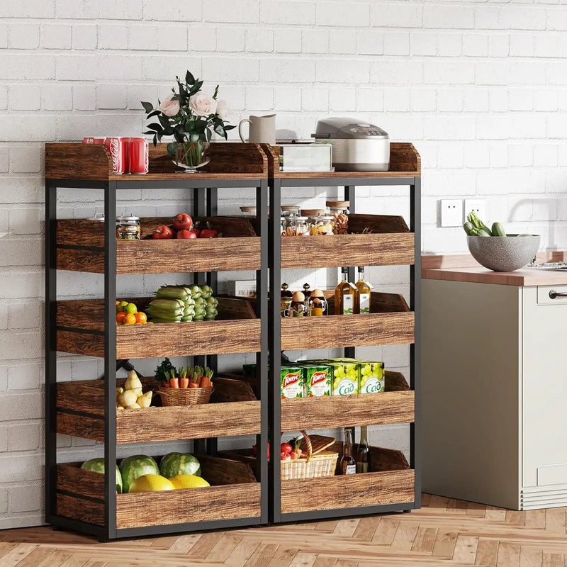 5 Tier Pull Out Fruit Vegetable & Snack Storage Rack - Brown / Black by HouseOfZazla