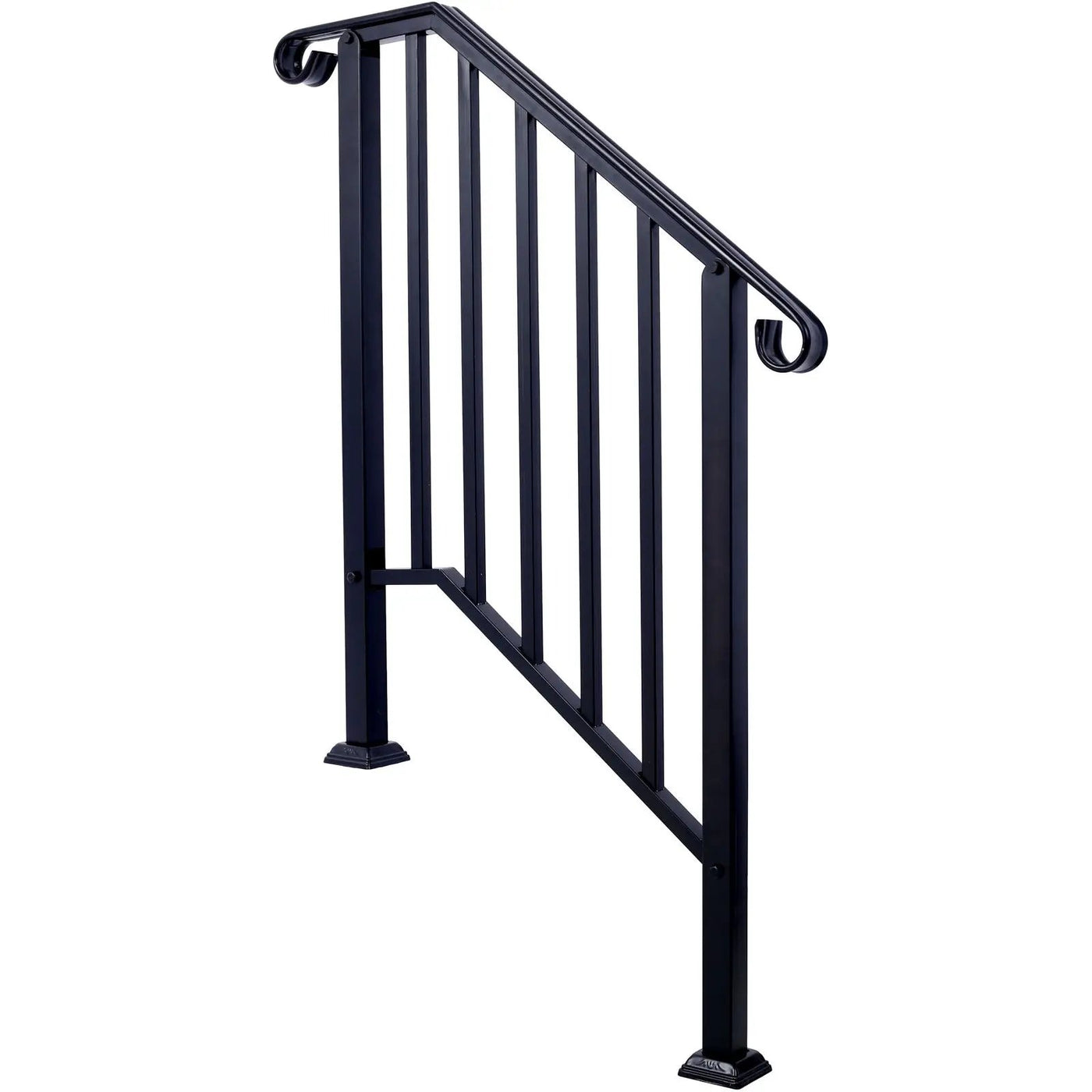 Handrails For Outdoor Steps, Fit 2 Or 3 Steps Outdoor Stair Railing, Wrought Iron Handrail, Flexible Porch Railing, Transitional Handrails For Concrete Steps Or Wooden Stairs by Unique Piece Furniture