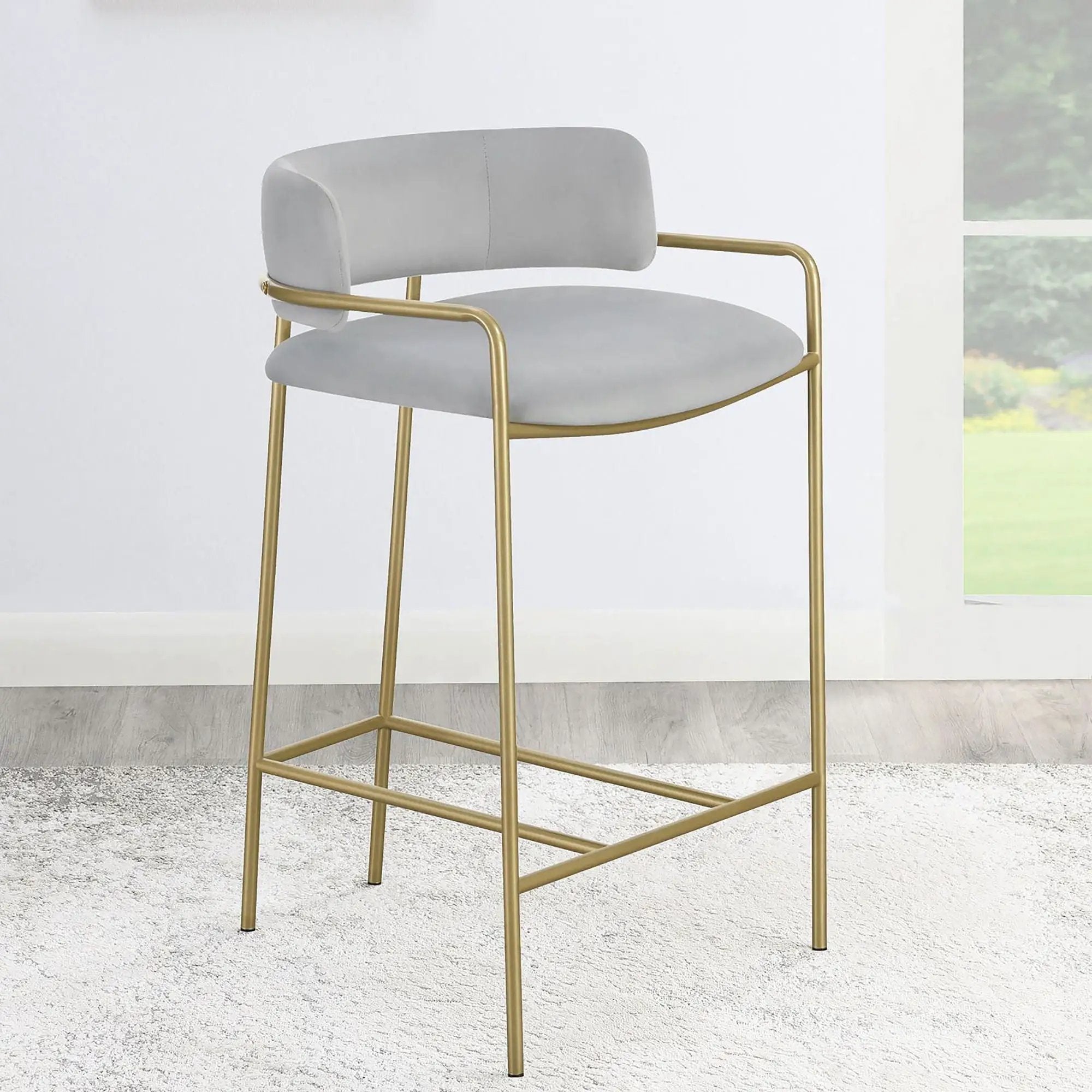 Low Back Upholstered Stool - Gray by HouseOfZazla
