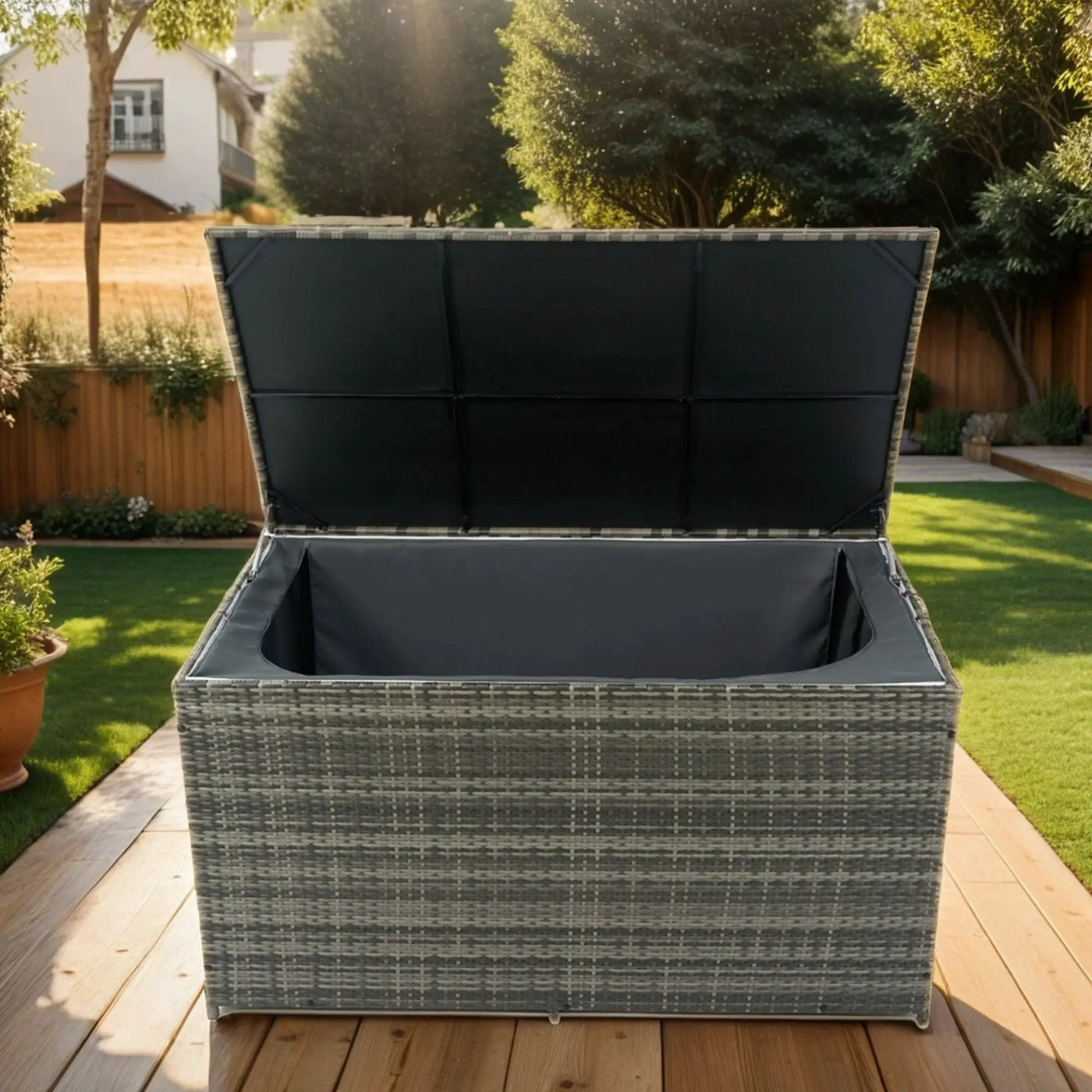 Outdoor Storage Box, Wicker Patio Deck Boxes With Lid, Outdoor Cushion Storage For Kids Toys, Pillows, Towel, Wicker by Unique Piece Furniture