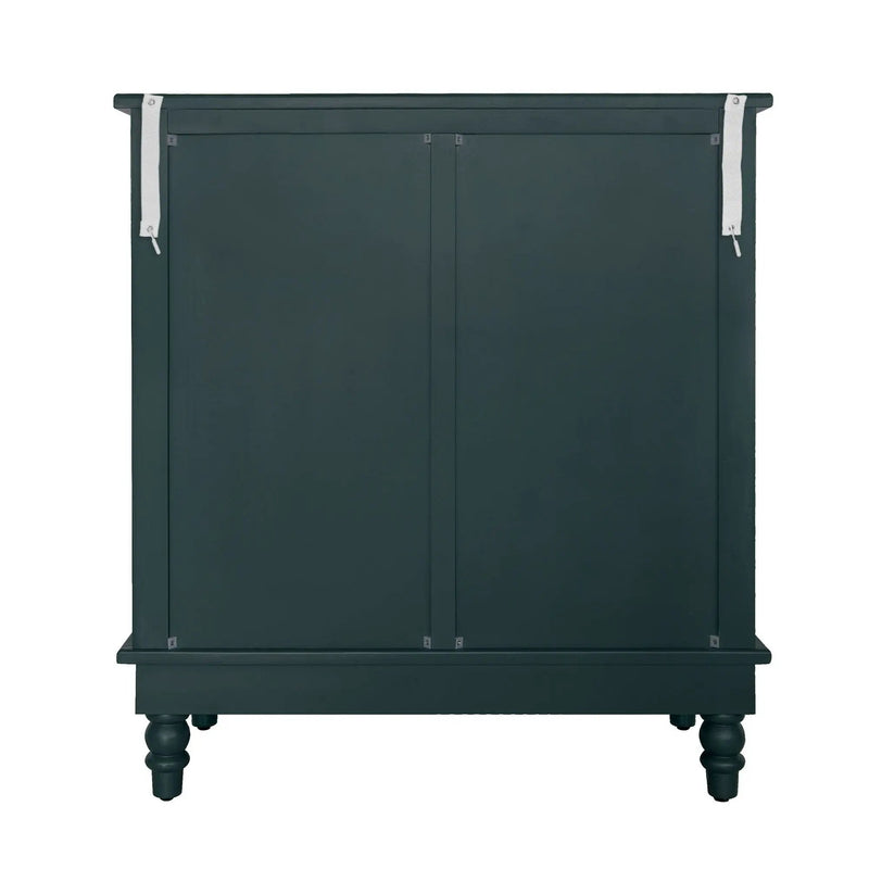 Hollow Carved 2 Door Accent Cabinet With Adjustable Shelf, Sideboard Buffet For Entryway, Living Room Or Bedroom - Blackish Green by HouseOfZazla