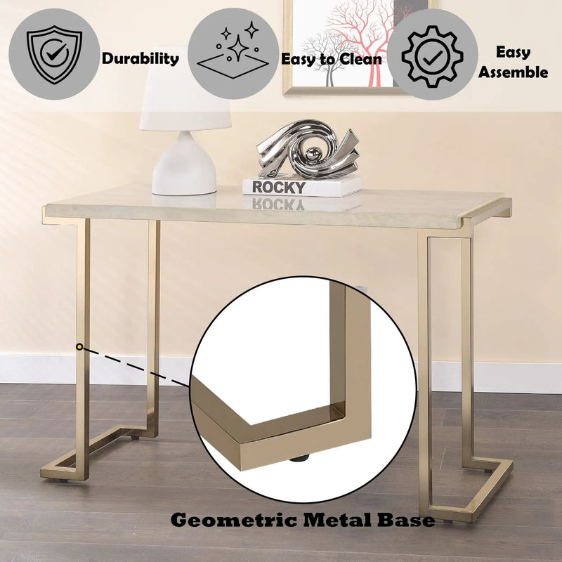 Boice II - Faux Marble Top Sofa Table - White / Champagne by Unique Piece Furniture