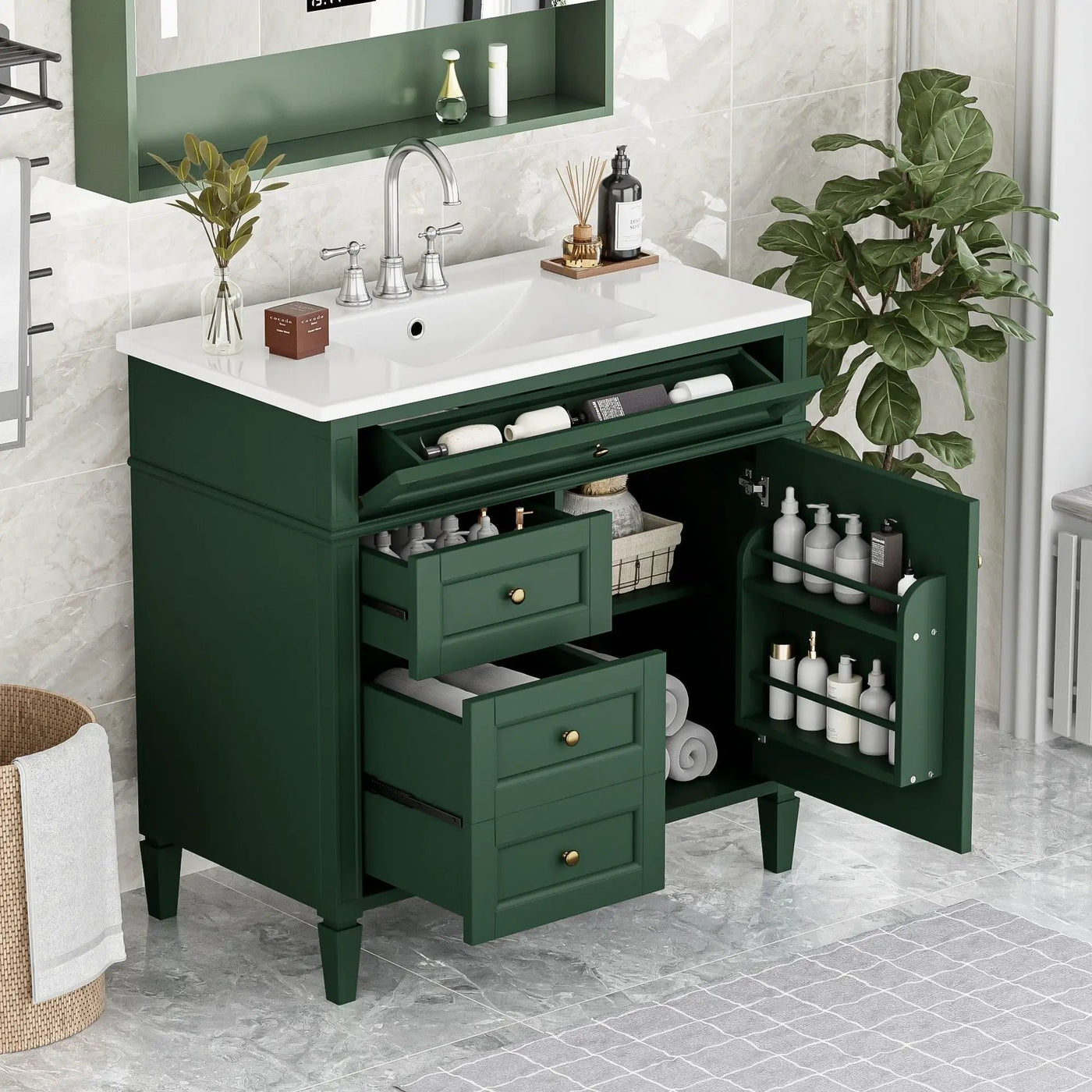Bathroom Vanity With Top Sink, 2 Drawers And Tip Out Drawer by HouseOfZazla