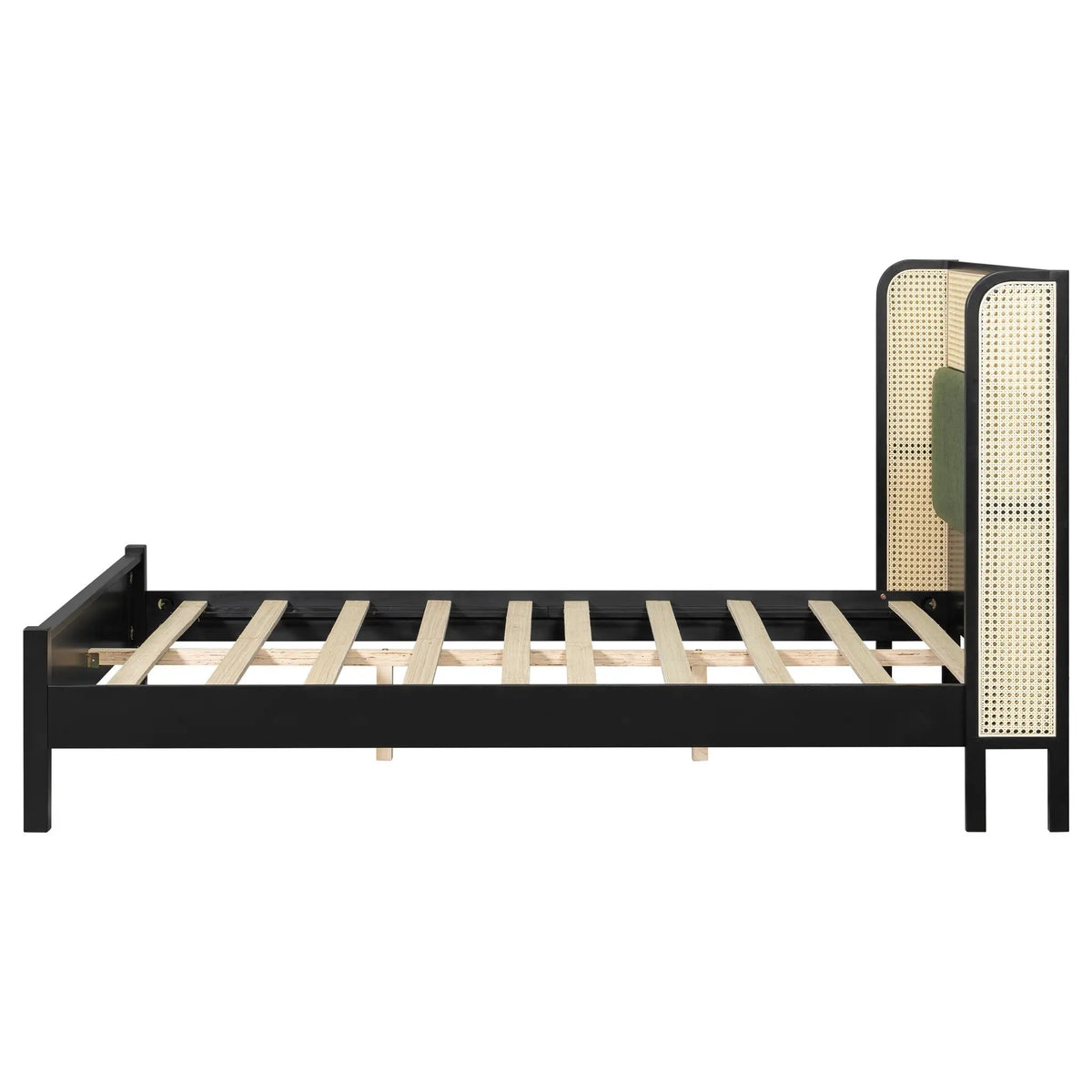 Queen Size Bed Frame with Plush Green Upholstered Headboard by HouseOfZazla