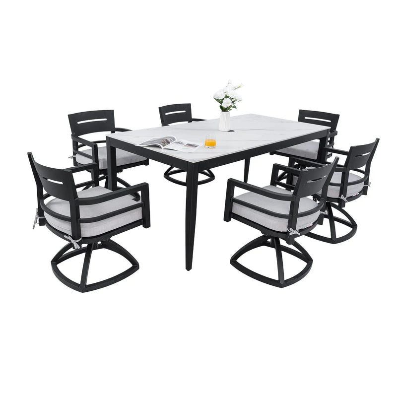 Modern Outdoor Patio Dining Set With Table And Chairs With Sunbrella Cushions by HouseOfZazla