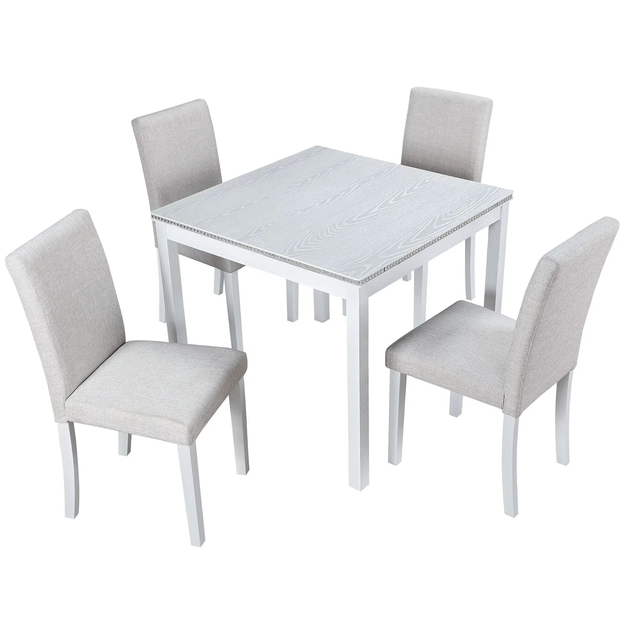 Dining Table Set With Crystal Decoration And Upholstered Chairs by HouseOfZazla
