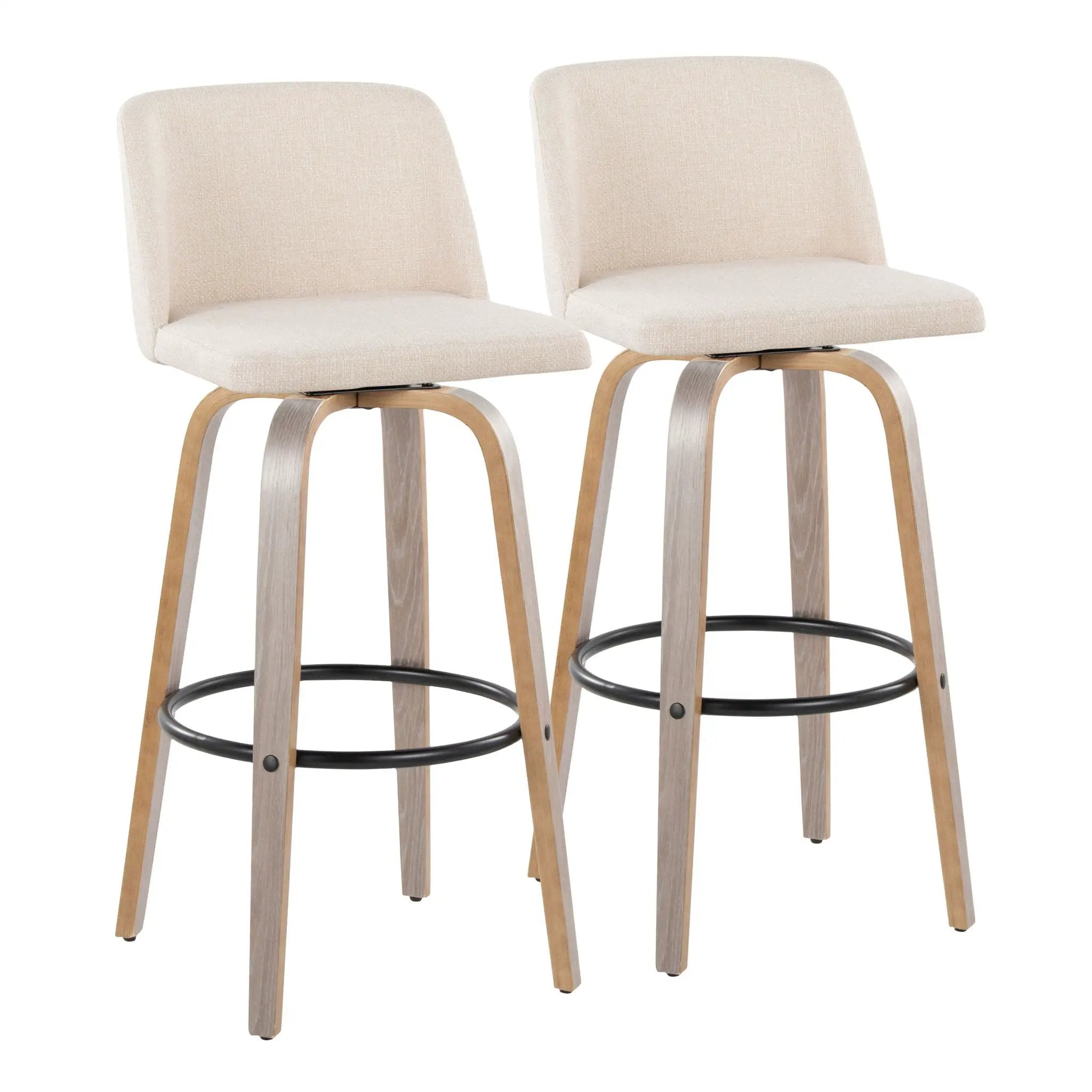 Toriano - Contemporary Fixed Height Barstool With Swivel With Round Footrest Comfort And Style (Set of 2) by HouseOfZazla