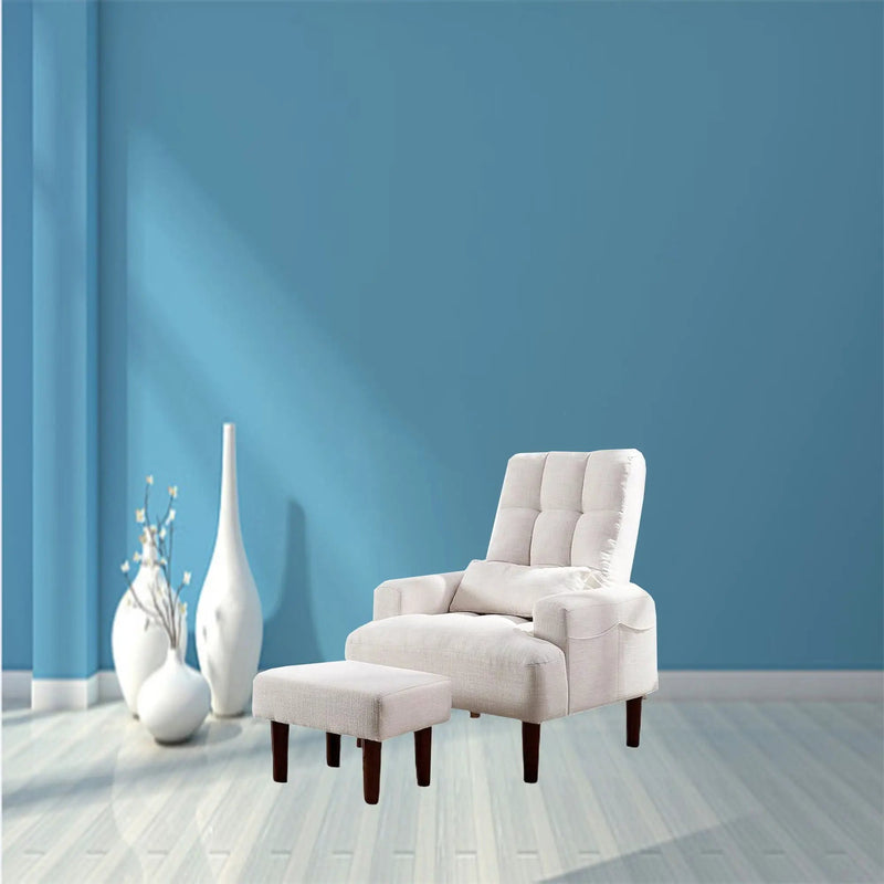 Living Room Sofa Single Chair And Ottoman, Modern Multi-Function Fabric Living Room Sofa Lounge Chair Bed And Stool. Soft Leisure Single Chair Adjustable Into 5 Angles With Sofa Bed by HouseOfZazla