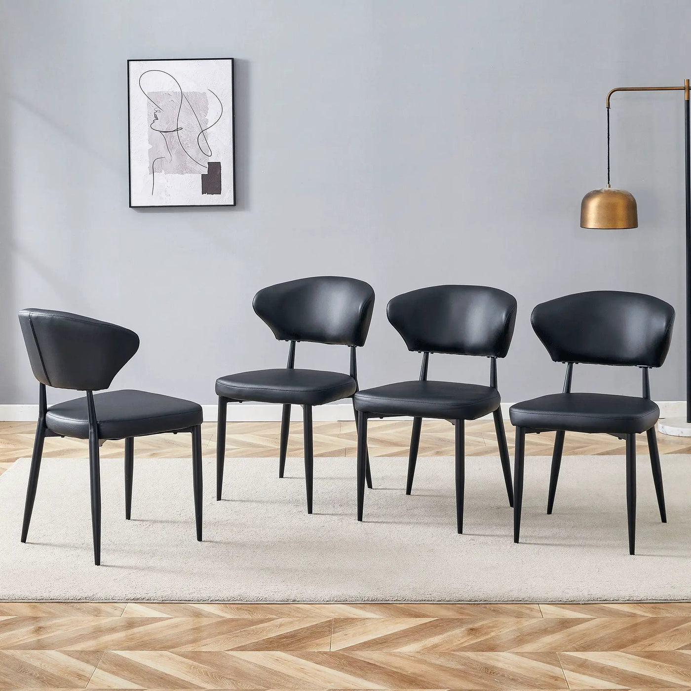 Minimalist Ergonomic Dining Chair With Curved Backres (Set of 4) by Unique Piece Furniture
