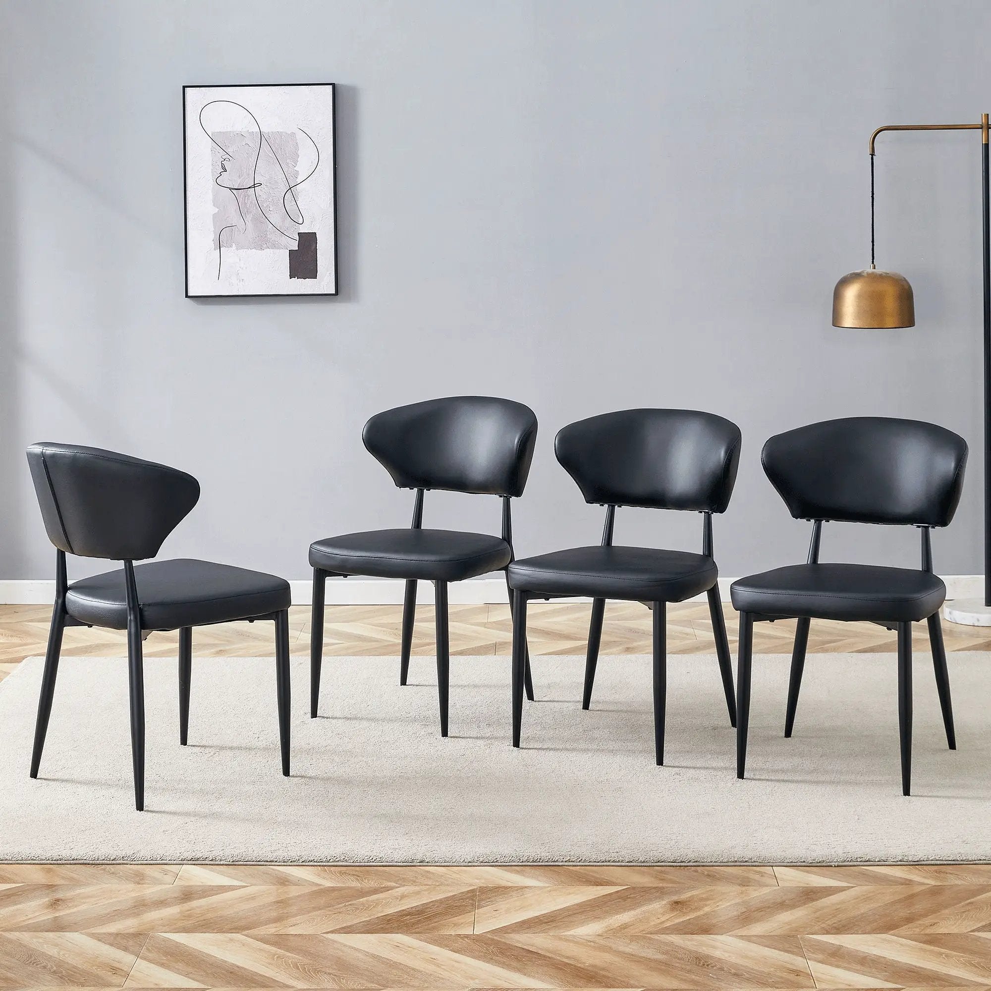 Minimalist Ergonomic Dining Chair With Curved Backres (Set of 4) by Unique Piece Furniture