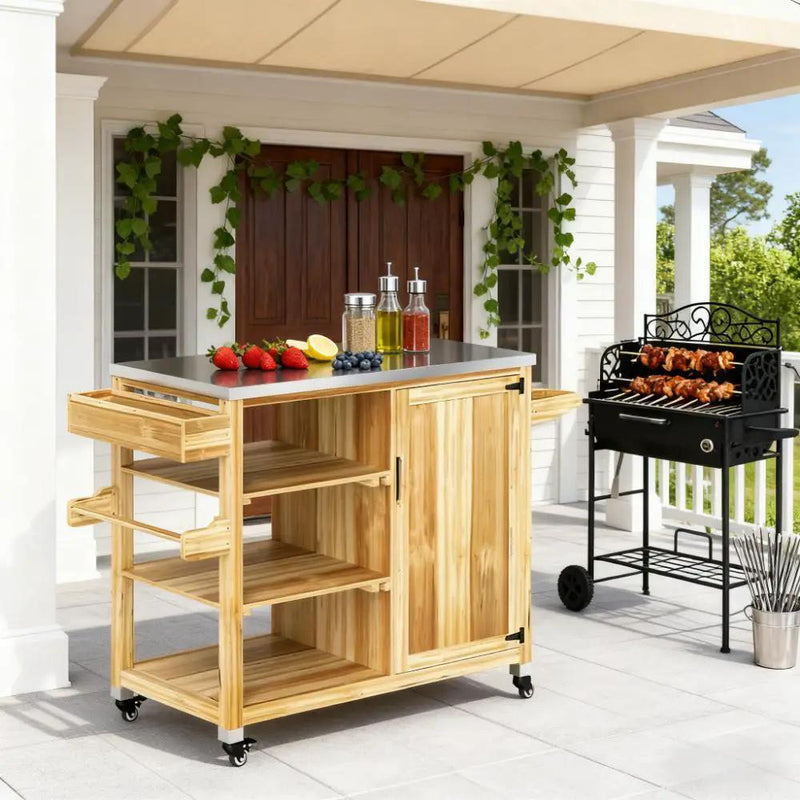 Versatile Storage Cabinets with Stainless Steel Top and Wheels by HouseOfZazla