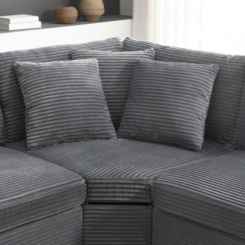 Convertible L Shaped Sectional Corner Couch With Armrest Storage Cup Holders USB Charger, Irregular Corner Oversized Comfy Modular Sofa by HouseOfZazla