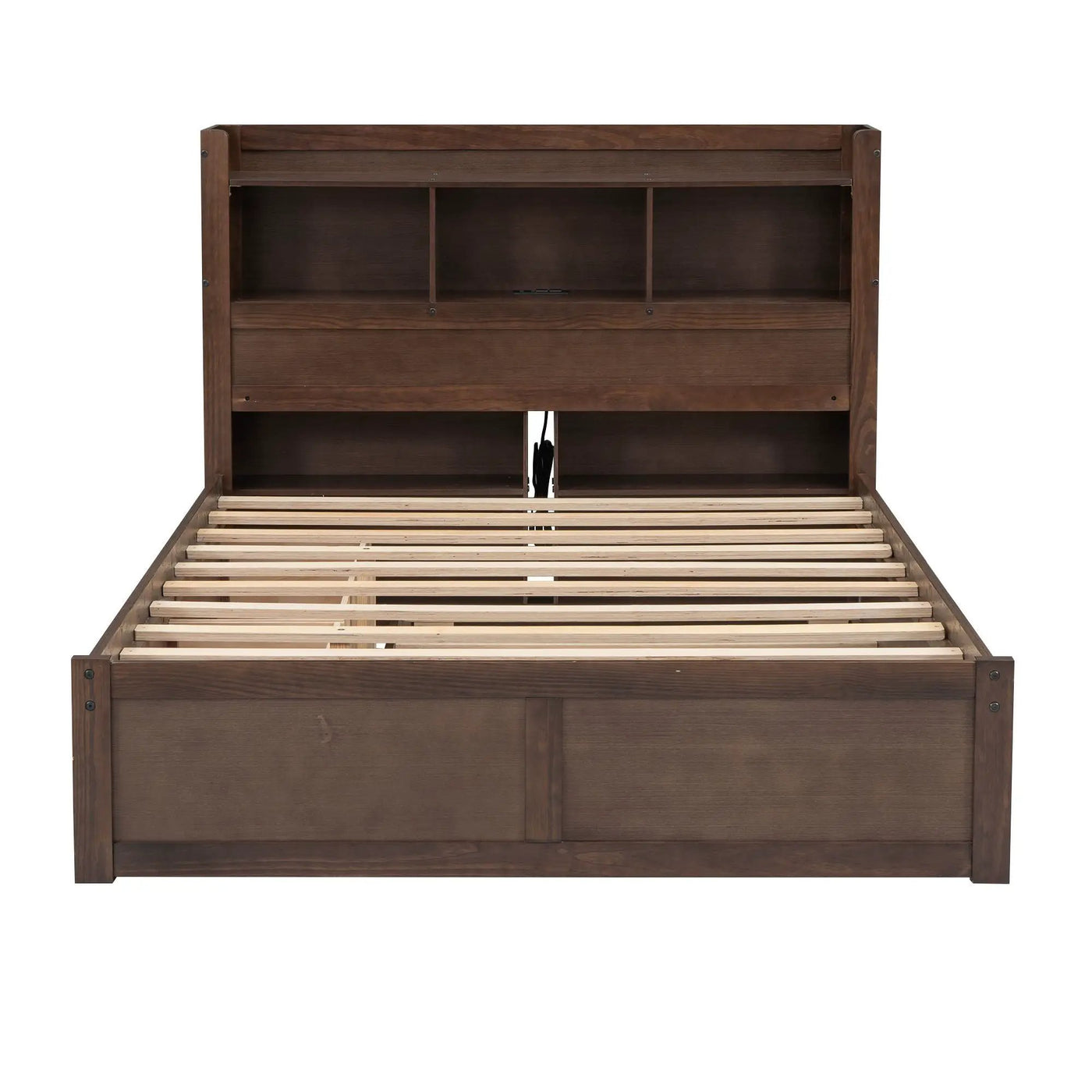Storage Platform Bed With Pull Out Shelves, Trundle, And 2 Drawers by HouseOfZazla