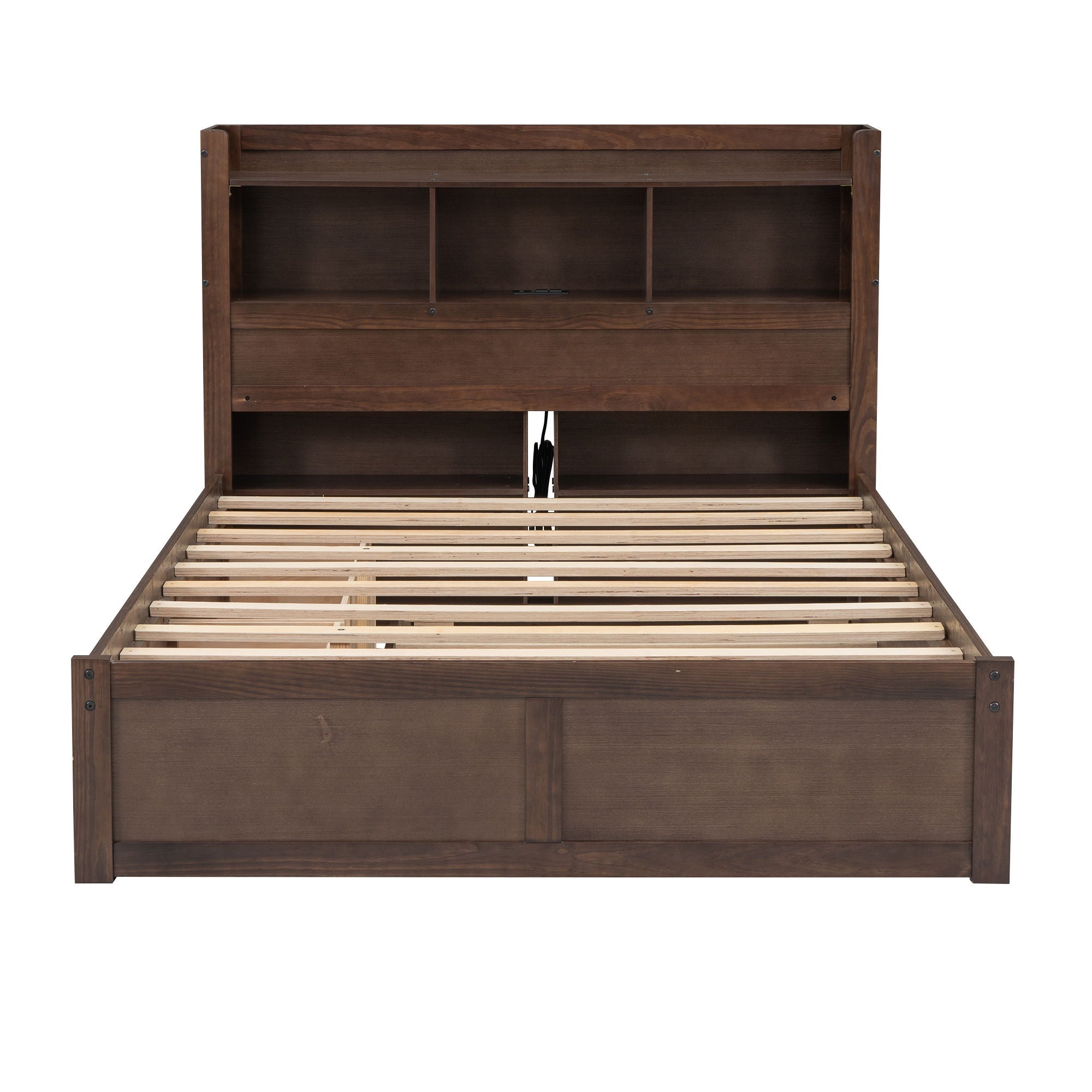 Storage Platform Bed With Pull Out Shelves, Trundle, And 2 Drawers by HouseOfZazla