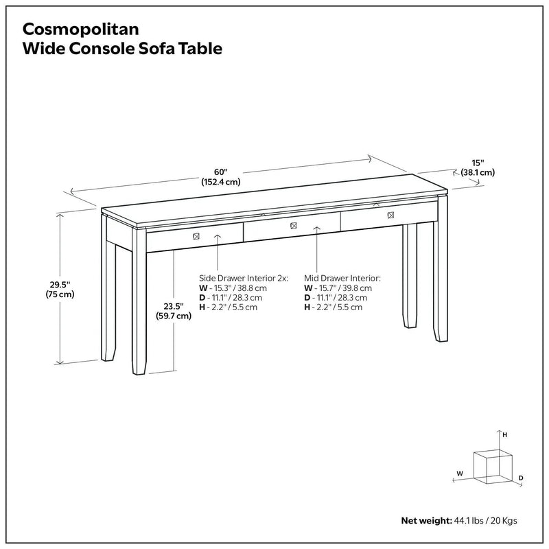 Cosmopolitan - Wide Console Sofa Table - Mahogany Brown by HouseOfZazla