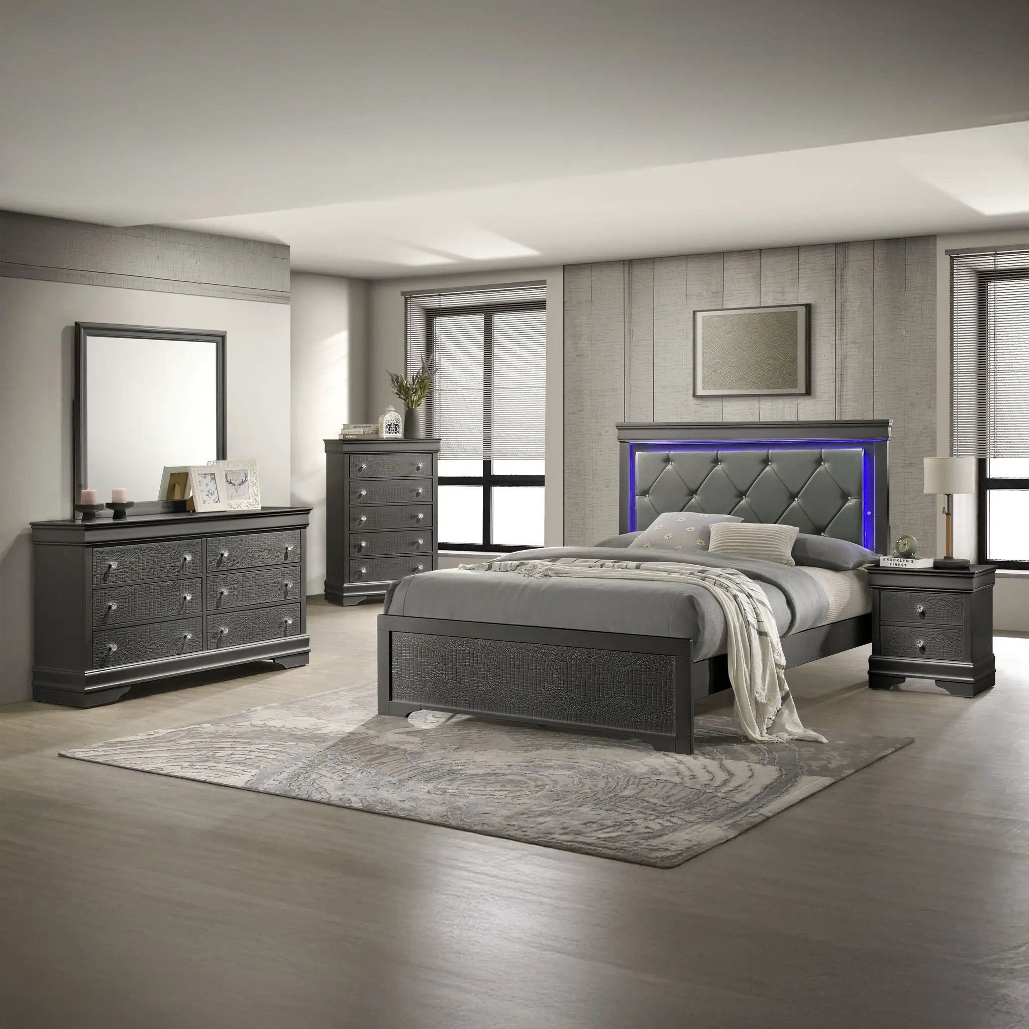 Blaze - Modern Bedroom Set With LED Headboard by HouseOfZazla